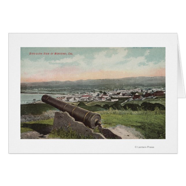 Monterey, CA - Birds Öga View of Monterey Hälsningskort (Framsidan Horizontal)