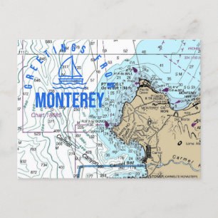 Monterey CA Nautical Diagram Vykort