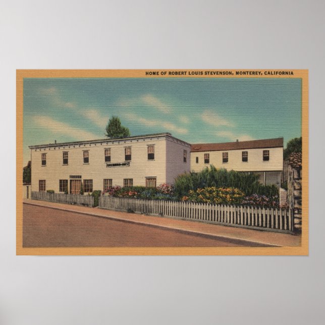 Monterey, CA - Robert Louis Stevensons hem Poster (Framsidan)