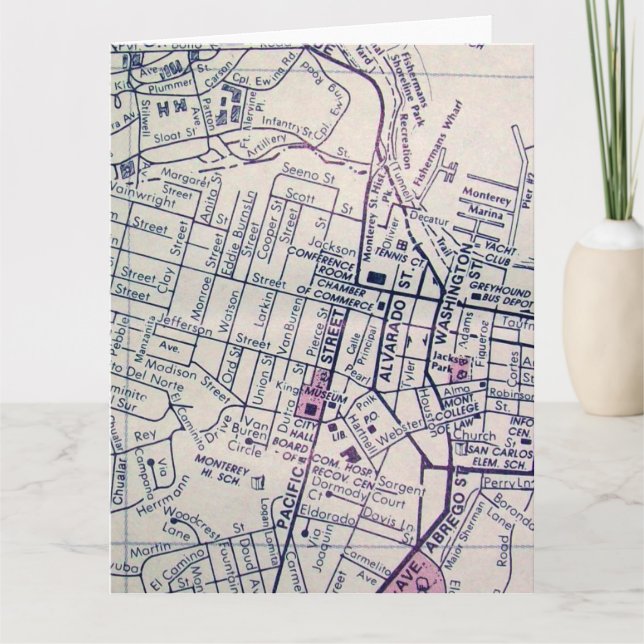 Monterey CA-vintagekarta Kort (Framsida)