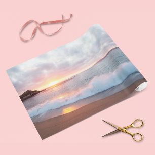 Monterey California Beach Vågar Sunset Photo Presentpapper