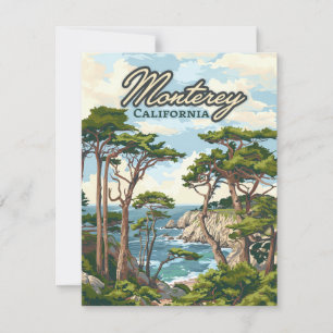 Monterey California Cypress Träd Ocean Kusten Card