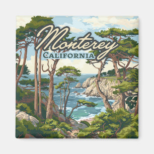 Monterey California Cypress Träd Ocean Kusten Magnet