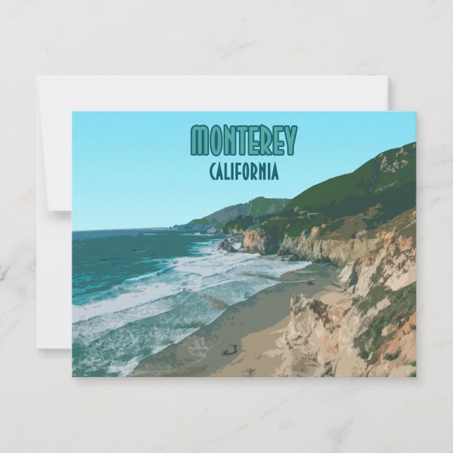 Monterey California Pacific Kusten-plattkort (Framsida)