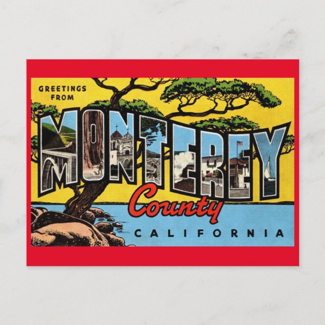 Monterey California Vintage Hälsning vykort (Framsida)