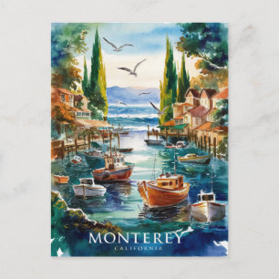 Monterey California Watercolor Painting Vykort