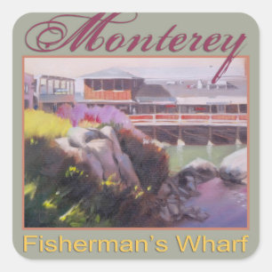 Monterey Fishermans Wharf Scenia California Kusten Fyrkantigt Klistermärke