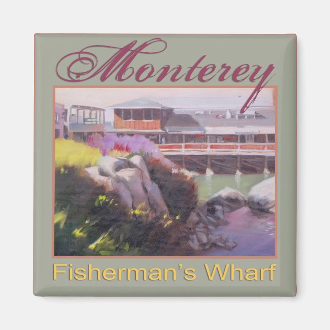 Monterey Fishermans Wharf Scenia California Kusten Magnet (Framsidan)