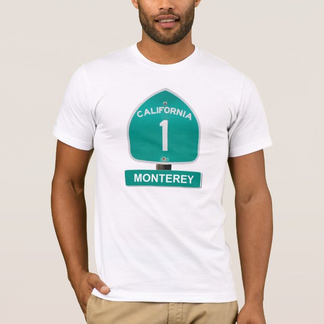 Monterey för Kalifornien huvudväg 1 T-tröja T-shirt (Framsida)
