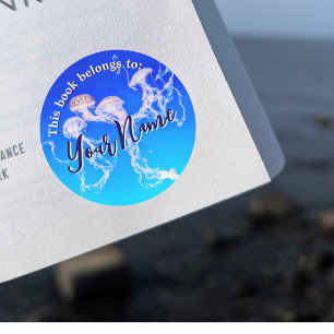 Monterey Jellyfish Anpassade Bok Sticker Runt Klistermärke