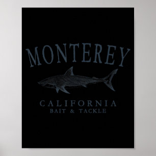 Monterey kalifornien haj retro skiffer konst fiske poster
