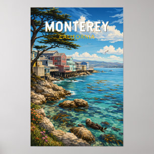 Monterey Kalifornien Illustration Resa Konst Retro Poster