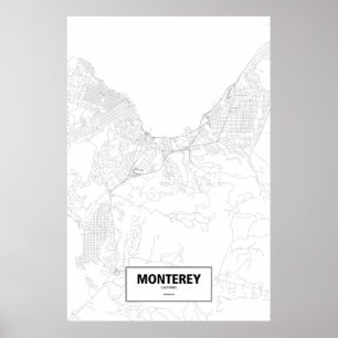 Monterey Kalifornien (svarten på vit) Poster