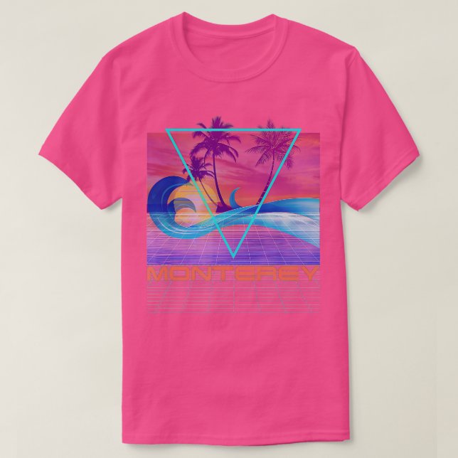 Monterey Retro 80s Vaporwave Beach Vacation T Shirt (Design framsida)