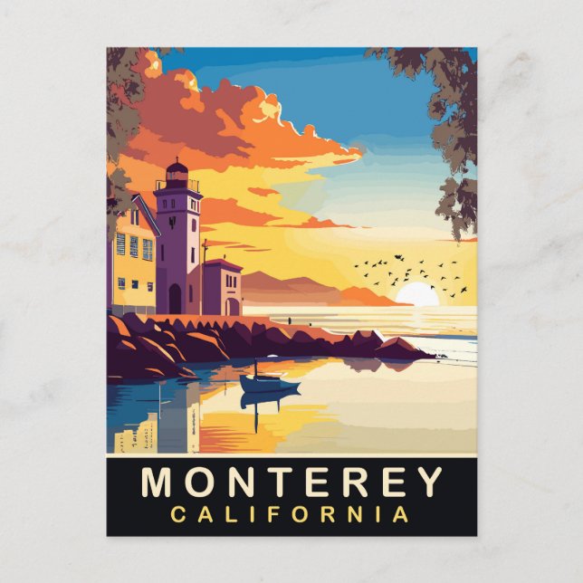 Monterey, Romantic Sunset, california, Travel Vykort (Framsida)