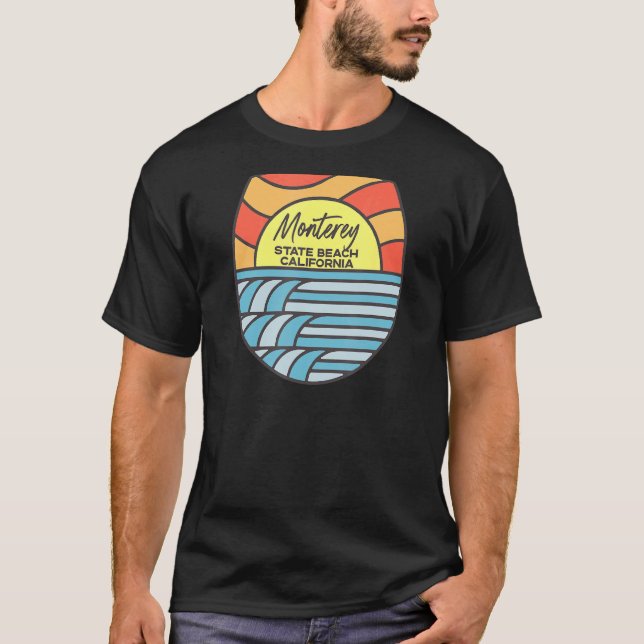 Monterey State Beach California Ca Beach Sunset T Shirt (Framsida)