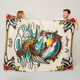 Monterey Tattoo Design: En symbol - 60 x 80 tum Fleecefilt