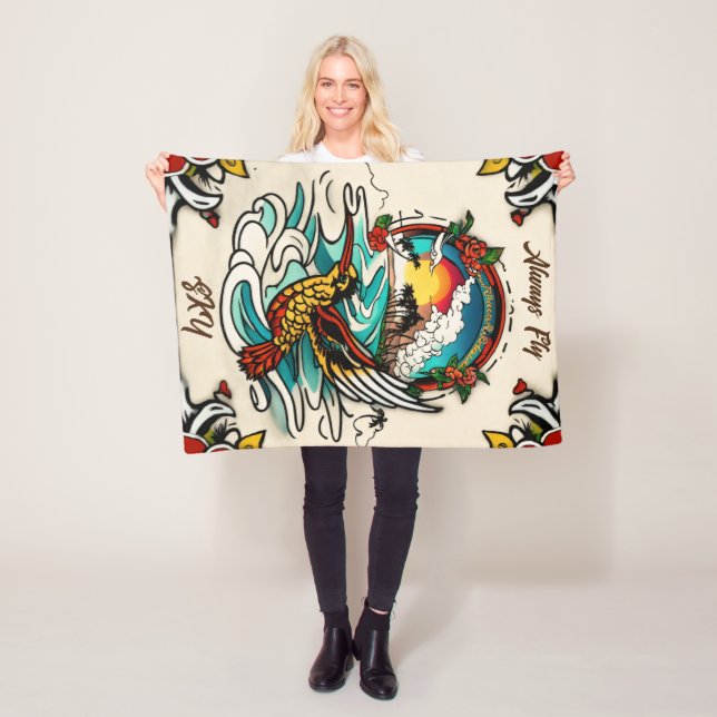 Monterey Tattoo Design: En symbol på 30 "X40" Fleecefilt (På plats)