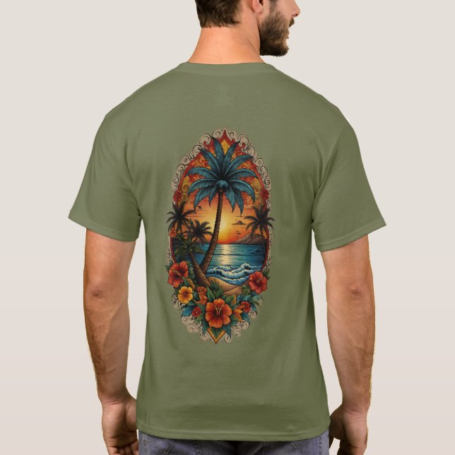 "Monterey Tropiks: Tattoo-Inspired T-Shirt Art" (Baksida)