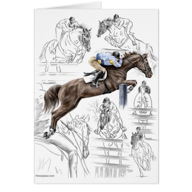 Montering av jumper Horses Fences Hälsningskort (Framsidan)