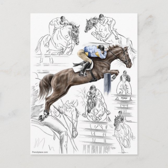 Montering av jumper Horses Fences Vykort (Framsida)