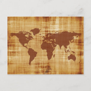 Montering av vintage Antique World Map Montage Vykort