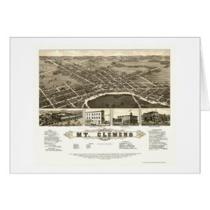 Montering Clemens, panorama- karta för MI - 1882 Hälsningskort
