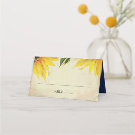 Monteringskort för bröllop, eskort, solros och blå placeringskort