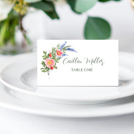 Monteringskort för lavender och Wildblommor Rustic Placeringskort