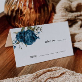 Monteringskort för marint blått Blommigt Bröllop B Placeringskort