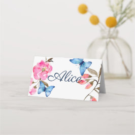 Monteringskort för Namn - Blommigt-knappar Placeringskort