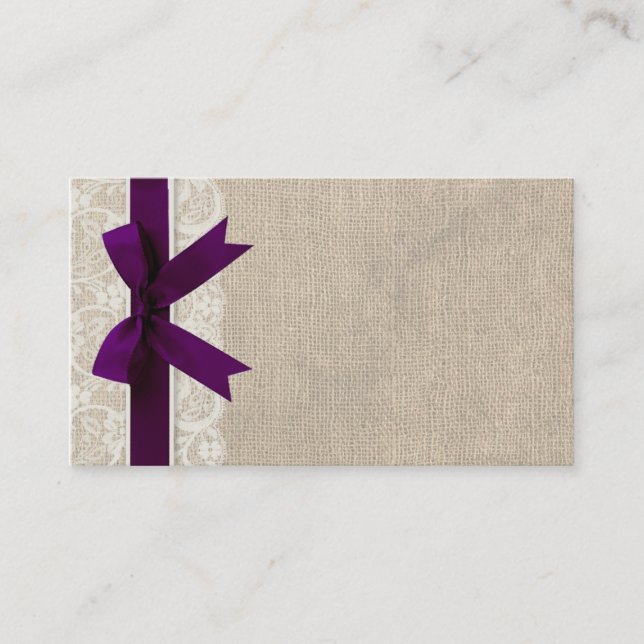 Monteringskort för snöre och Burlap Rustic Bröllop Placeringskort (Framsida)