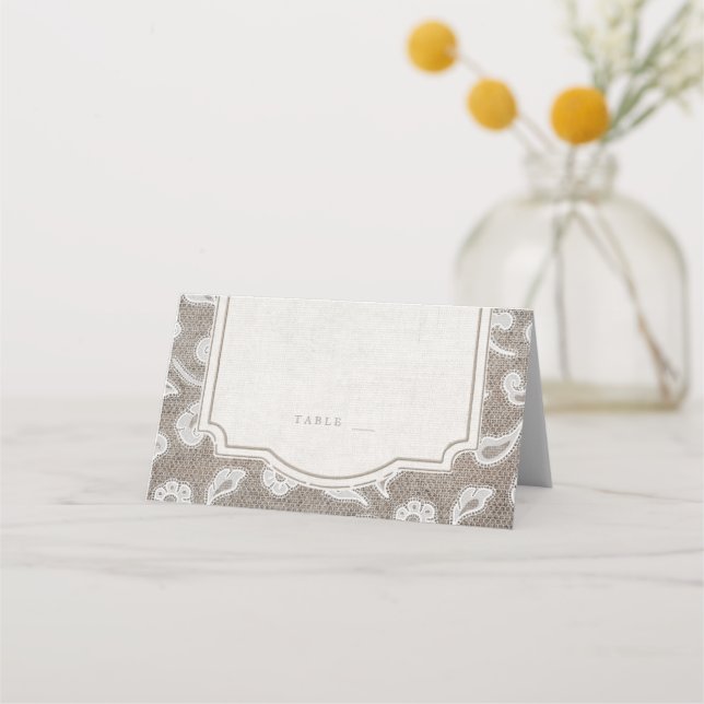 Monteringskort för snöre och landsbyggsbröllop för placeringskort (Framsida)