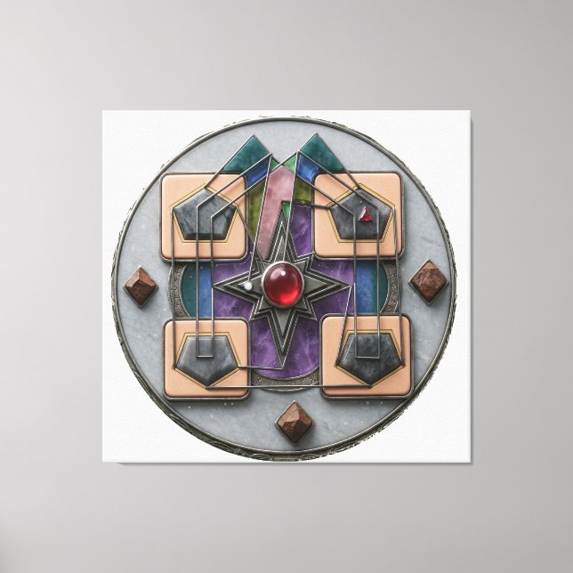Monteringspunkt 3D: Mystisk Geometrisk Artefakt Canvastryck (Framsida)