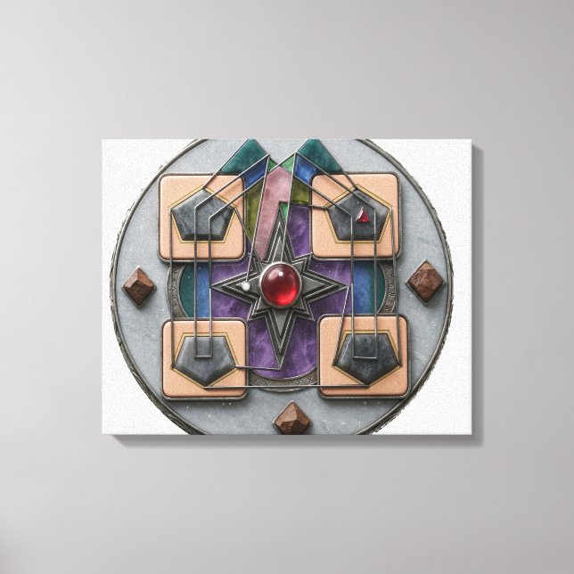 Monteringspunkt 3D: Mystisk Geometrisk Artefakt Canvastryck (Framsida)