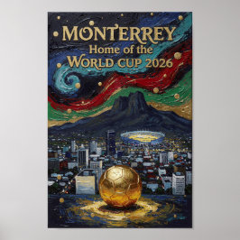 Monterrey Fotbollskonst 2026 Stadion Stadsdesign Poster