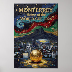 Monterrey Fotbollskonst 2026 Stadion Stadsdesign Poster