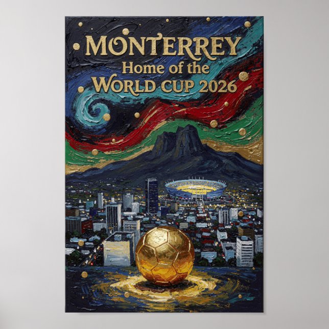 Monterrey Fotbollskonst 2026 Stadion Stadsdesign Poster (Framsidan)