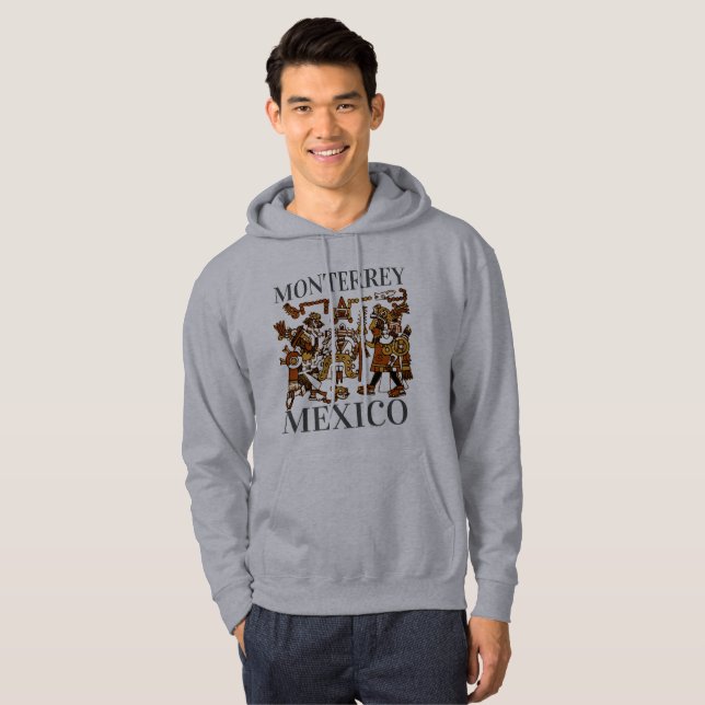 Monterrey Mexico Aztec Design, manar #2 Hoodie (Hel framsida)