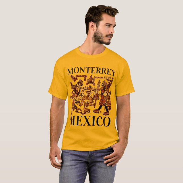 Monterrey Mexico Aztec Design, Manar #2 T Shirt (Hel framsida)