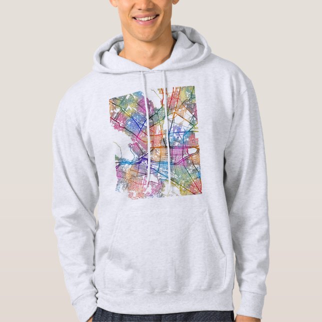 Monterrey Mexico City Karta Hoodie (Framsida)