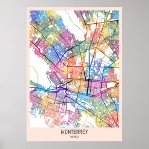 Monterrey Mexico City Karta Poster