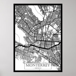 Monterrey Mexico City Karta Poster
