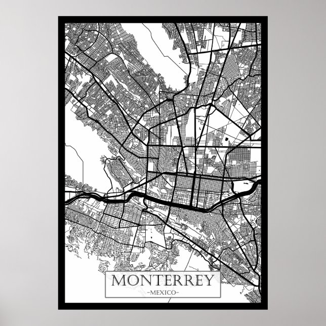 Monterrey Mexico City Karta Poster (Framsidan)