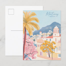 Monterrey Mexico Gouache Paint Illustration Travel Vykort