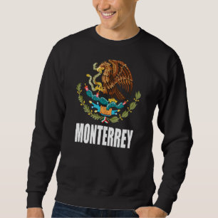 Monterrey Mexico Mexican Flagga Eagle Escudo Lång Ärmad Tröja
