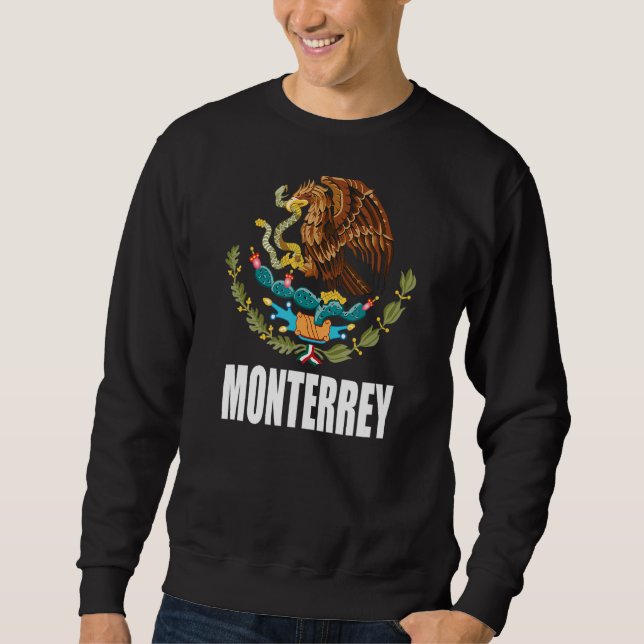 Monterrey Mexico Mexican Flagga Eagle Escudo Lång Ärmad Tröja (Framsida)