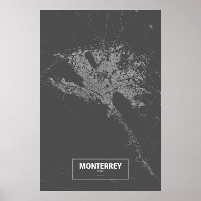 Monterrey, Mexiko (vitt på svart) Poster (Framsidan)