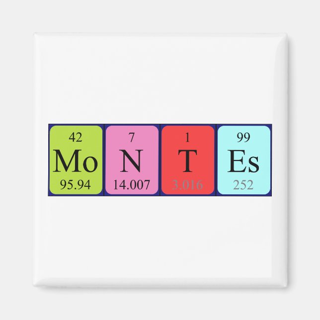 Montes periodisk magnet bord namn (Framsidan)