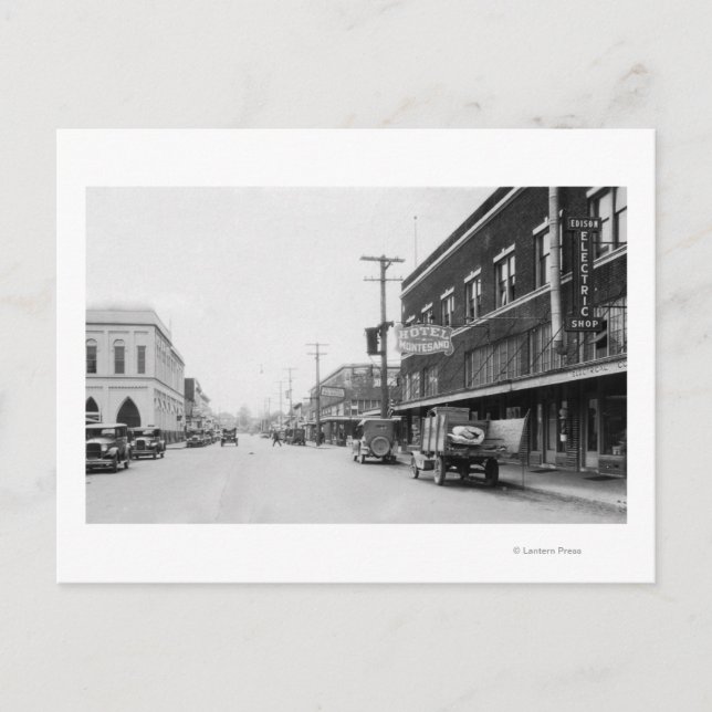 Montesano, WA Main Street Town View Photograph Vykort (Framsida)